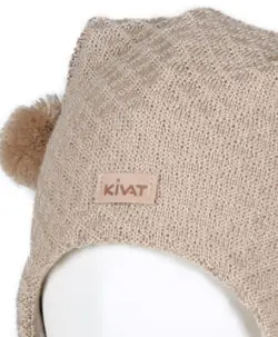 Alternative view of KIVAT foret knytelue i ull to dusker og logo vaffelstrikk Lys Beige