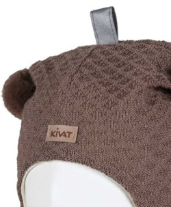Alternative view of KIVAT foret balaclava i ull to dusker refleks og logo vaffelstrikk Sjokoladebrun