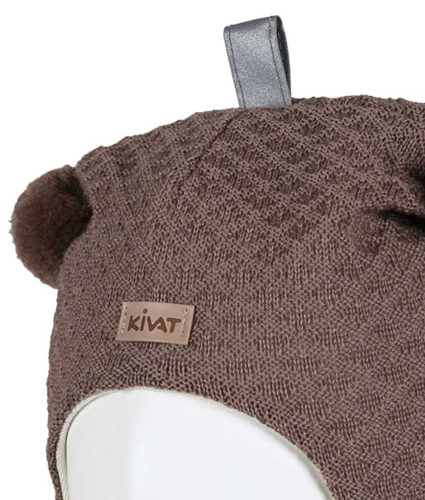 KIVAT foret balaclava i ull to dusker refleks og logo vaffelstrikk Sjokoladebrun - Image 3