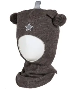 KIVAT foret balaclava i ull dusker refleks og stjerne ufarget Brunmelert