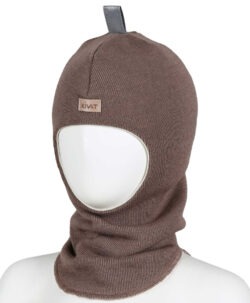 KIVAT foret balaclava i ull med refleks Sjokoladebrun