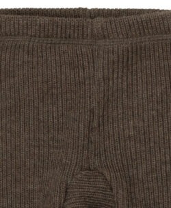 Joha ribbestrikket bukse i 100% merinoull Brun Melange nærbilde