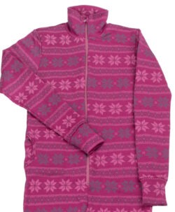 Alternative view of Joha Dame onepiece ulldress med glidelås, lommer og tommelhull snowflake Rosa