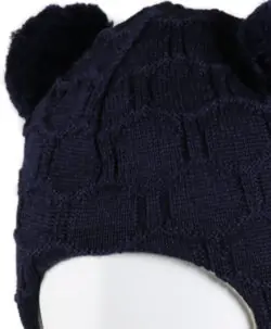 Alternative view of KIVAT foret balaclava i ull med to dusker struktur strikk Marineblå