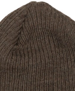 Joha ribbestrikket lue i 100% merinoull Brun Melange nærbilde