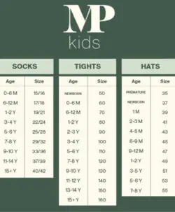 MP kids størrelsesguide