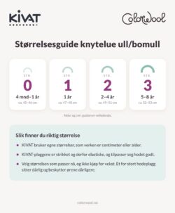 Kivat størrelsesguide knytelue i ull/bomull