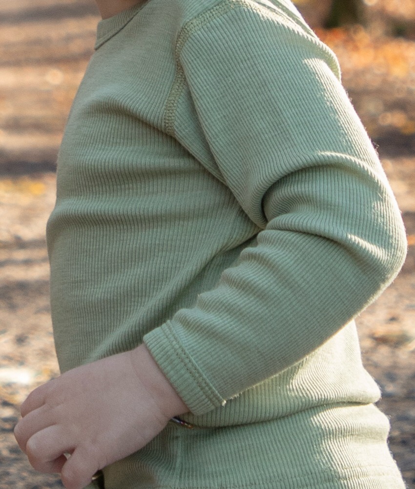 Joha ullsett genser og longs ull/silke ribb Green - Image 3