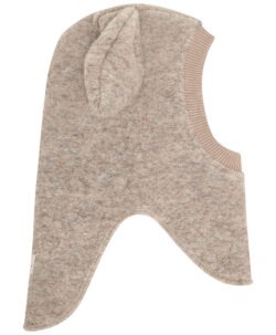 Alternative view of HUTTEliHUT balaclava i tovet ull med kaninører Camel Melange