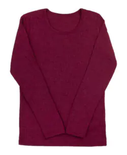 Joha Dame genser ribb merinoull Wine Melange