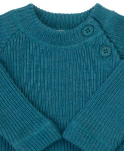 Joha ribbestrikket genser i 100% merinoull Turquoise