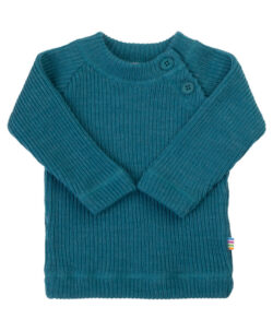 Joha ribbestrikket genser i 100% merinoull Turquoise