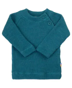 Joha ribbestrikket genser i 100% merinoull Turquoise