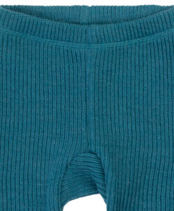 Joha ribbestrikket bukse i 100% merinoull Turquoise
