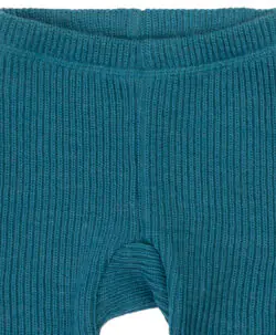 Joha ribbestrikket bukse i 100% merinoull Turquoise
