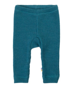 Joha ribbestrikket bukse i 100% merinoull Turquoise
