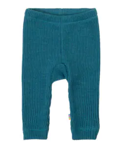 Joha ribbestrikket bukse i 100% merinoull Turquoise