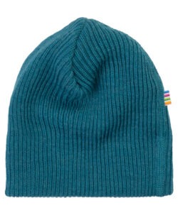 Joha ribbestrikket lue i 100% merinoull Turquoise