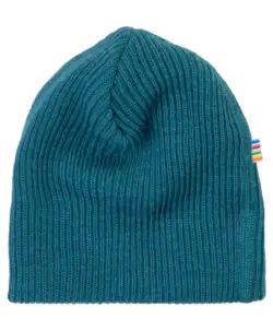Joha ribbestrikket lue i 100% merinoull Turquoise