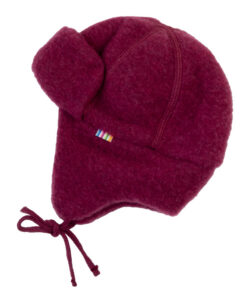 Joha ullfleece lue med øreklaffer 100% soft merino Wine Melange