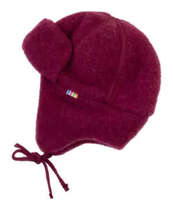 Joha ullfleece lue med øreklaffer 100% soft merino Wine Melange
