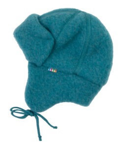 Joha ullfleece lue med øreklaffer 100% soft merino Turquoise