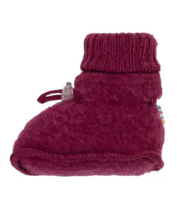 Joha ullfleece babytøfler 100% soft merino Wine Melange