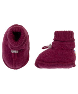 Joha ullfleece babytøfler 100% soft merino Wine Melange